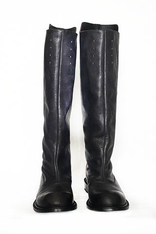 Shop Conscious Dark Fashion Brand MAKS Design Black Leather Riding Boots at Erebus