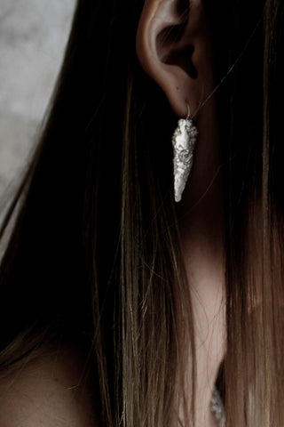 Shop Slow Fashion Artisanal Dark Jewellery Designer Maya Noach Sterling Silver Arrowhead Earrings at Erebus