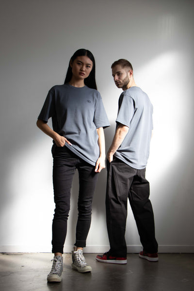 Shop Emerging Slow Fashion Avant-garde Unisex Streetwear Brand Kodama Apparel Dark Grey Organic Cotton Jersey Zen Oversized Tee at Erebus