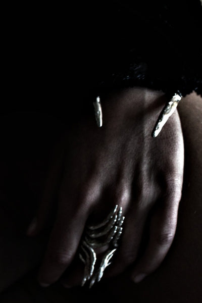 Shop Slow Fashion Artisanal Dark Jewellery Designer Maya Noach Sterling Silver Invoke Ring at Erebus