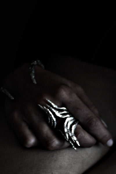 Shop Slow Fashion Artisanal Dark Jewellery Designer Maya Noach Sterling Silver Invoke Ring at Erebus