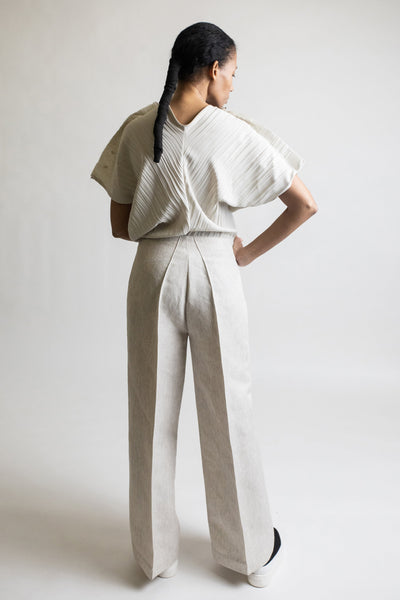 Shop Emerging Conceptual Dark Fashion Womenswear Brand DZHUS Ecopack SS21 Collection Ecru Transformable Lining Jumpsuit / Trousers at Erebus