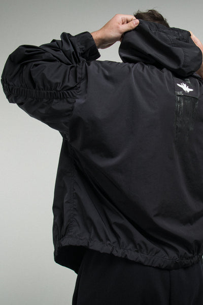 Shop Conscious Contemporary Menswear Brand Zsigmond Kudus SS23 Collection Black Recycled Polyester Káz Raindrop Jacket at Erebus
