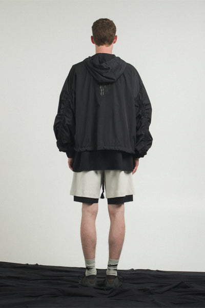 Shop Conscious Contemporary Menswear Brand Zsigmond Kudus SS23 Collection Black Recycled Polyester Káz Raindrop Jacket at Erebus