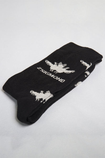 Shop Conscious Contemporary Menswear Brand Zsigmond Kudus SS23 Collection Black Logo Kudus Socks at Erebus