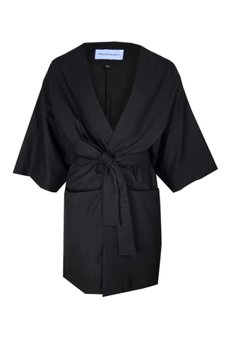 Shop Emerging Conscious Slow Fashion Avant-garde Designer Marco Scaiano SS21 Black Okrivan Kimono at Erebus