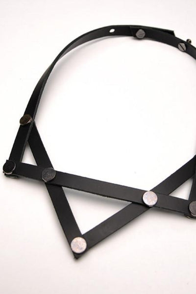 Shop emerging slow fashion accessory brand Aumorfia black leather PV necklace - Erebus - 2