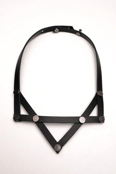 Shop emerging slow fashion accessory brand Aumorfia black leather PV necklace - Erebus - 1