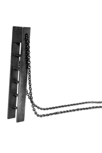 Shop Emerging Slow Fashion Avant-garde Jewellery Designer David Gaboriau Oxidised Silver Ladder Necklace at Erebus