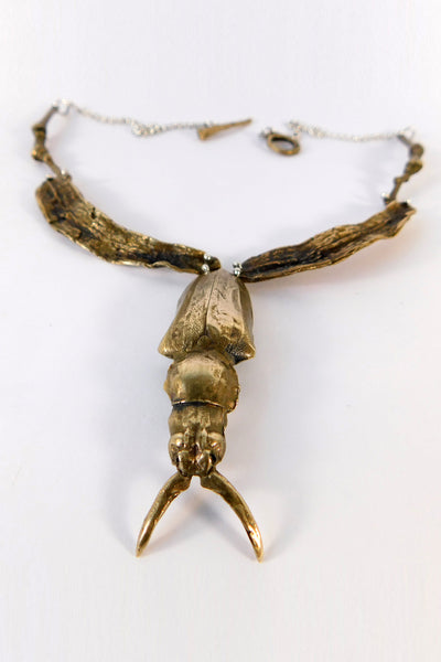 Shop Emerging Slow Fashion Conscious Designer Stacy Hopkins Jewelry Bronze Dorysthenes Walkeri Longhorn Beetleand Costa Rican Pods Necklace at Erebus