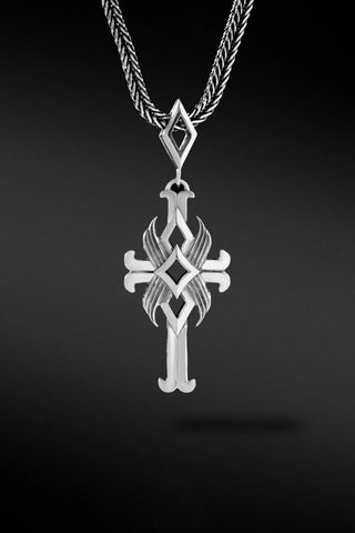 Shop Artisan Jewellery Brand Helios Sterling Silver Lotus Cross Pendant at Erebus