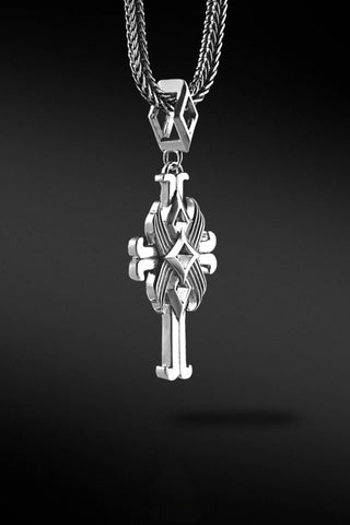 Shop Artisan Jewellery Brand Helios Sterling Silver Lotus Cross Pendant at Erebus