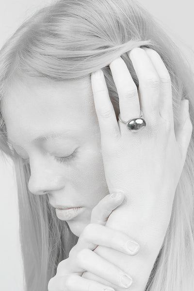 Shop Emerging Minimalist Avant-garde Jewellery Brand B KREB Polished Silver S1 Ring at Erebus
