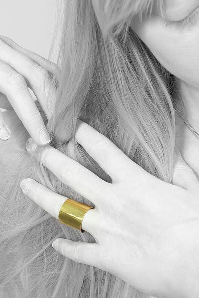 Shop Emerging Minimalist Avant-garde Jewellery Brand B KREB Gold RIV Ring at Erebus