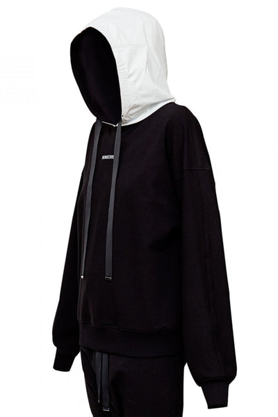 Shop Emerging Unisex Street Brand Monochrome Black M Hooded Sweatshirt at Erebus