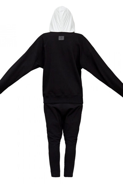 Shop Emerging Unisex Street Brand Monochrome Black M Hooded Sweatshirt at Erebus