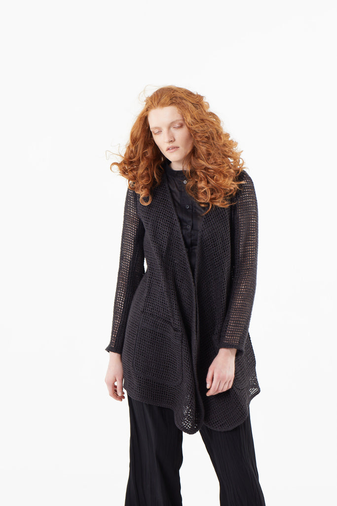 Shop Emerging Dark Luxury Avant-garde Designer Pavlina Jauss SS21 Space Collection Black Silk Semi Sheer Makemake Jacket at Erebus