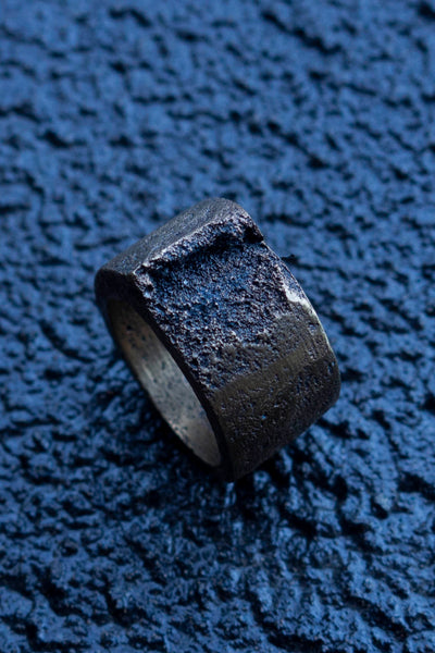 Shop Emerging Slow Fashion Avant-garde Jewellery Brand Surface Cast Blackened Bronze Mid Simulation 1 Ring at Erebus