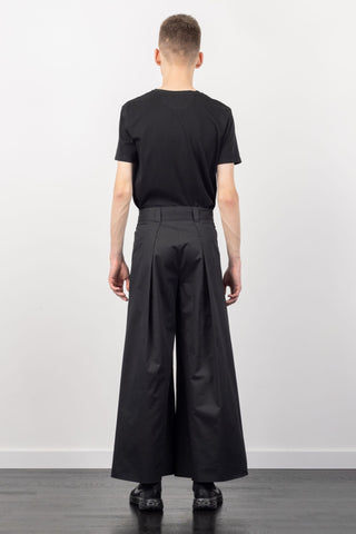 Shop Emerging Alternative Fashion Unisex Street Brand Monochrome AW22 Black Cotton Hakama Trousers at Erebus