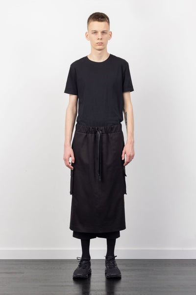 Shop Emerging Alternative Fashion Unisex Street Brand Monochrome AW22 Black Denim Skirt Pant Combo at Erebus