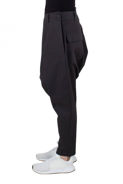 Shop Emerging Unisex Street Brand Monochrome Dark Grey Low Trousers at Erebus