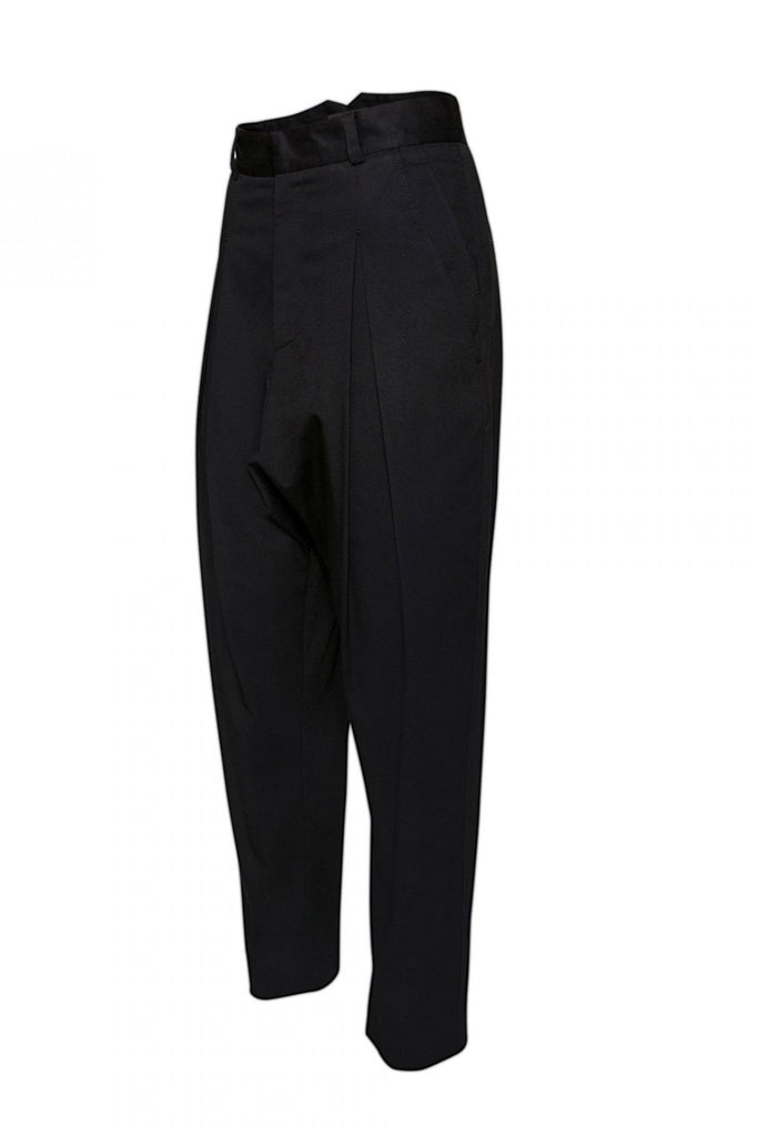 Shop Emerging Unisex Street Brand Monochrome Black Inverted Pleat Trousers at Erebus