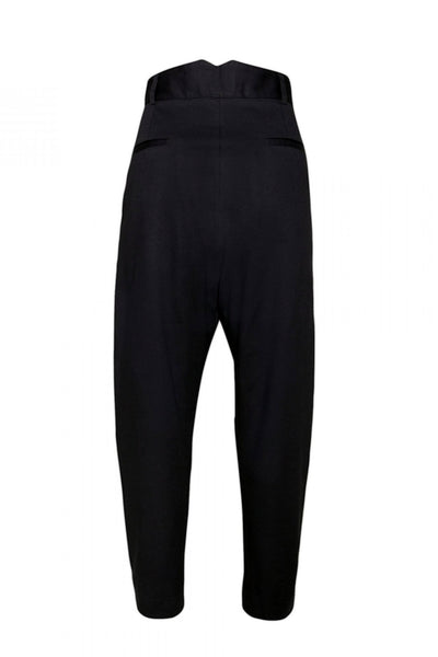 Shop Emerging Unisex Street Brand Monochrome Black Inverted Pleat Trousers at Erebus