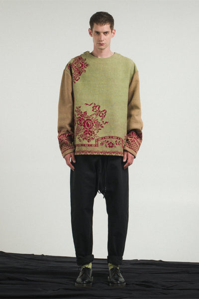 Shop Conscious Contemporary Menswear Brand Zsigmond Kudus SS23 Collection Up-cycled Vintage Fabric REMADE Norna Jumper at Erebus