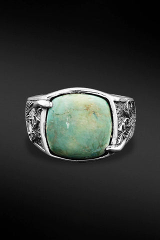 Shop Artisan Jewellery Brand Helios Sterling Silver with Turquoise Nami Overflowing Ring at Erebus
