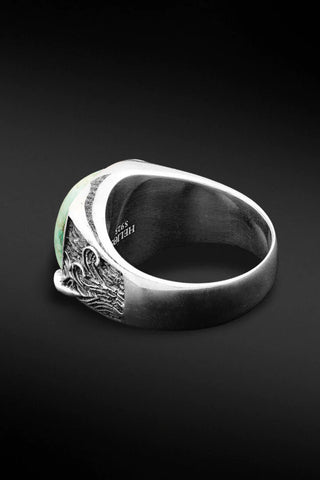 Shop Artisan Jewellery Brand Helios Sterling Silver with Turquoise Nami Overflowing Ring at Erebus