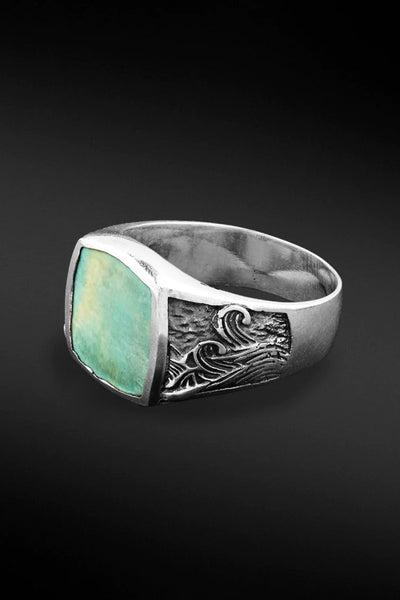 Shop Artisan Jewellery Brand Helios Sterling Silver with Turquoise Nami Peaceful Ring at Erebus