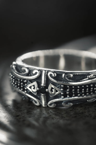 Shop Artisan Jewellery Brand Helios Sterling Silver with Black Cubic Zirconia Nibi Black Ring at Erebus