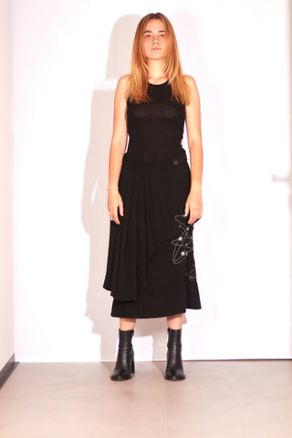 Shop Emerging Dark Luxury Avant-garde Designer Pavlina Jauss SS21 Space Collection Black Nagota Embroidered Skirt at Erebus