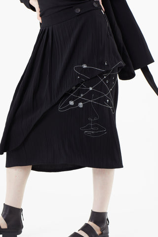 Shop Emerging Dark Luxury Avant-garde Designer Pavlina Jauss SS21 Space Collection Black Nagota Embroidered Skirt at Erebus