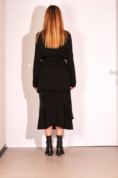 Shop Emerging Dark Luxury Avant-garde Designer Pavlina Jauss SS21 Space Collection Black Pluto Drape Jacket at Erebus
