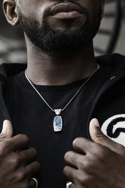 Shop Artisan Jewellery Brand Helios Sterling Silver with Lapis Orientate Pendant Necklace -Erebus