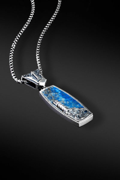 Shop Artisan Jewellery Brand Helios Sterling Silver with Lapis Orientate Pendant Necklace -Erebus