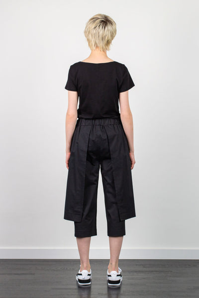Shop Emerging Unisex Street Brand Monochrome SS21 Black Organic Cotton Cropped Panel Trousers at Erebus