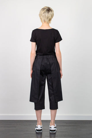Shop Emerging Unisex Street Brand Monochrome SS21 Black Organic Cotton Cropped Panel Trousers at Erebus