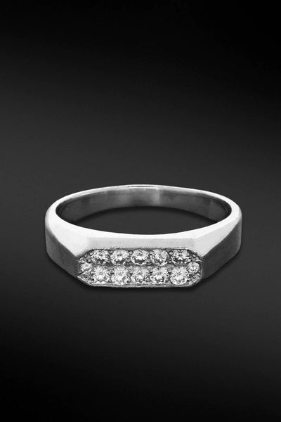 Shop Artisan Jewellery Brand Helios Sterling Silver with White Cubic Zirconia Peace Ring at Erebus