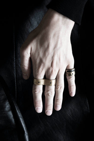 Shop Emerging Slow Fashion Avant-garde Jewellery Brand Surface Cast Blackened Bronze Puncture Ring at Erebus