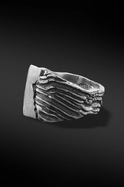 Shop Artisan Jewellery Brand Helios Sterling Silver Quake V2 Ring at Erebus