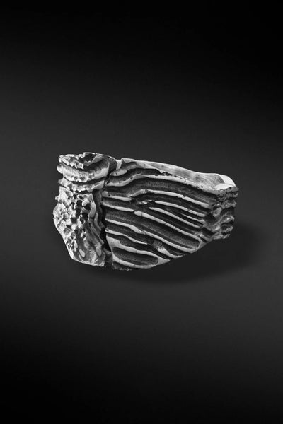 Shop Artisan Jewellery Brand Helios Sterling Silver Quake V3 Ring at Erebus