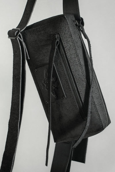 Shop Conscious Contemporary Menswear Brand Zsigmond x Linda Gergely Collaboration Limited Edition Black Calf Leather Robust Cross Body Bag at Erebus