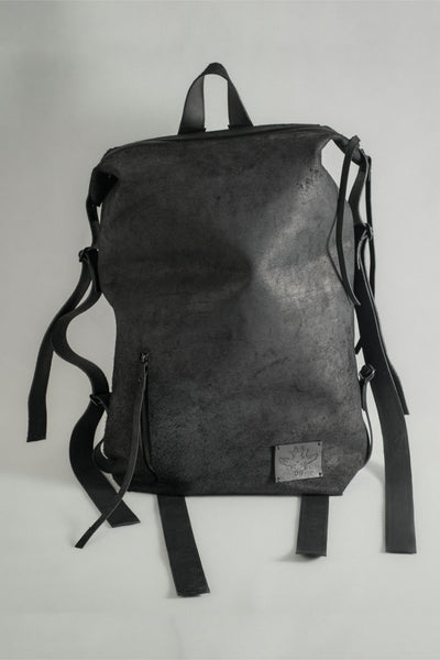 Shop Conscious Contemporary Menswear Brand Zsigmond x Linda Gergely Collaboration Limited Edition Black Calf Leather Robust Backpack at Erebus