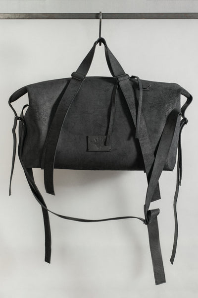 Shop Conscious Contemporary Menswear Brand Zsigmond x Linda Gergely Collaboration Limited Edition Black Calf Leather Robust Weekender at Erebus