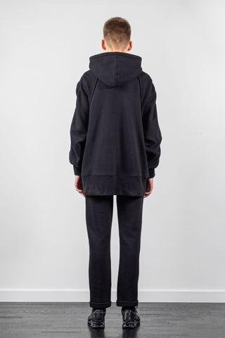 Shop Emerging Alternative Fashion Unisex Street Brand Monochrome SS22 Black Raglan Sleeve Hoodie at Erebus