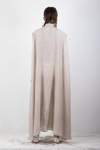 Shop Emerging Slow Fashion Genderless Brand Ludus Agender Brand Requiem Collection Naturally Dyed Silk Blend Elongated Sleeveless Shirt / Dress at Erebus