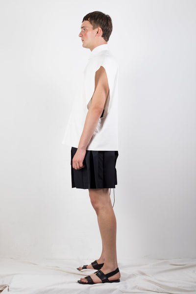 Shop Emerging Slow Fashion Genderless Brand Ludus Agender Brand Requiem Collection White Sleeveless Shirt at Erebus
