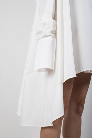 Shop Emerging Slow Fashion Genderless Brand Ludus Agender Brand Requiem Collection White Asymmetric Cascade Shirt at Erebus